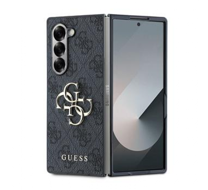 Guess PU 4G Metal Logo Zadní Kryt pro Samsung Galaxy Z Fold 6 Grey