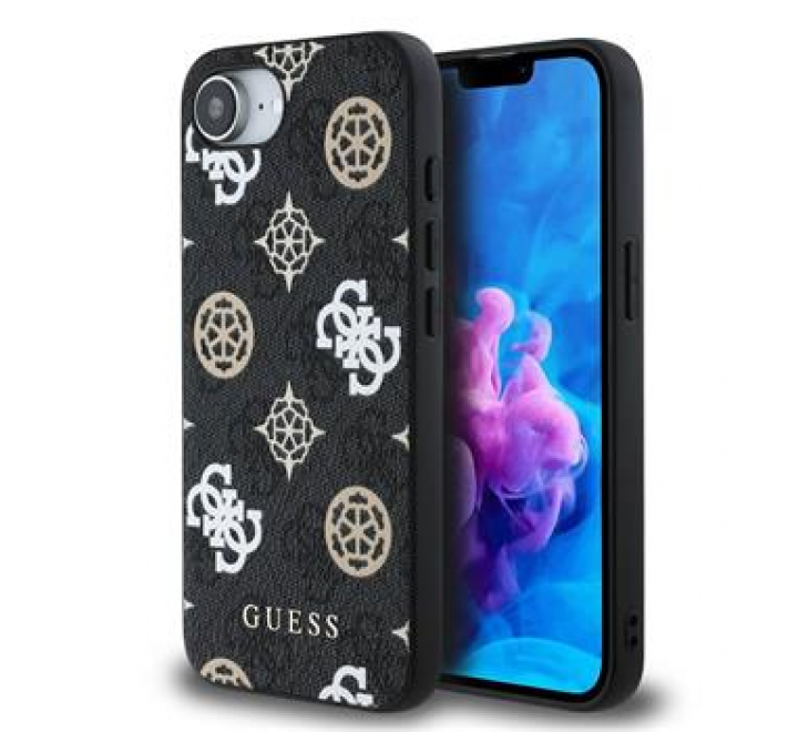 Guess PU 4G Peony MagSafe Zadní Kryt pro iPhone SE4 Black