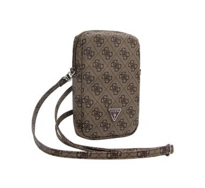 Guess PU 4G Triangle Logo Wallet Phone Bag Zipper Brown