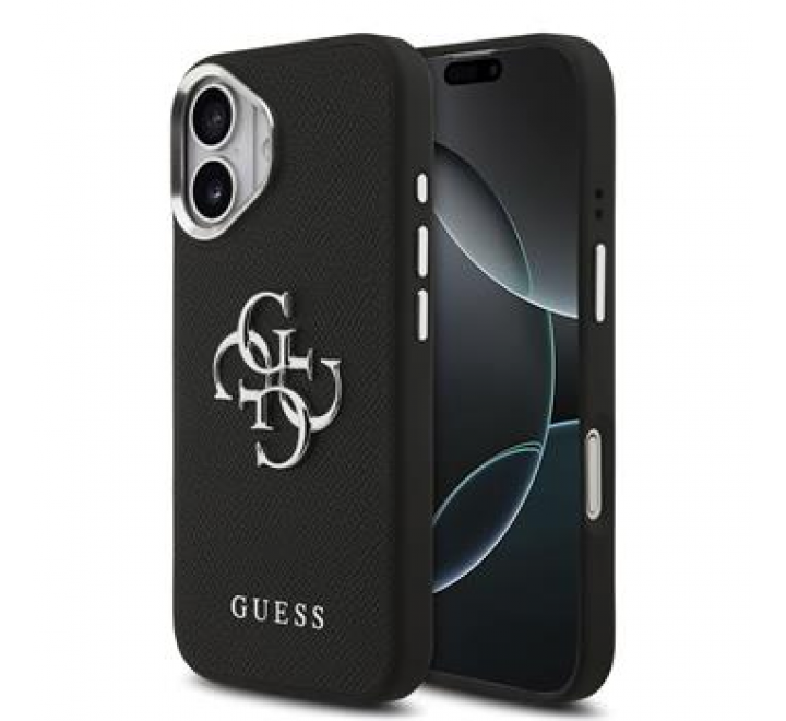 Guess PU Grained 4G Metal Logo Zadní Kryt pro iPhone 17 Black