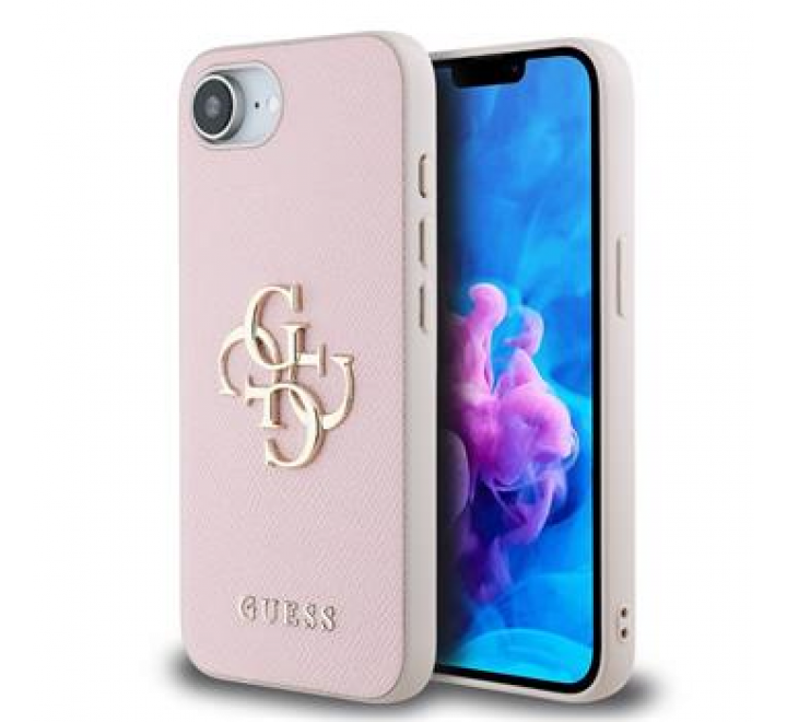 Guess PU Grained 4G Metal Logo Zadní Kryt pro iPhone SE4 Pink