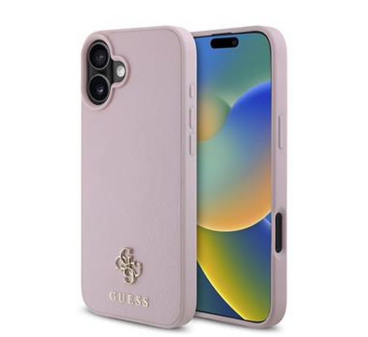 Guess PU Grained 4G Small Metal Logo MagSafe Zadní Kryt pro iPhone 16 Pink