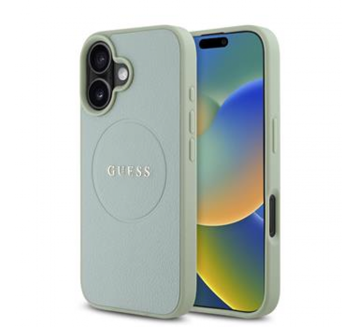 Guess PU Grained Classic Logo MagSafe Zadní Kryt pro iPhone 16 Green