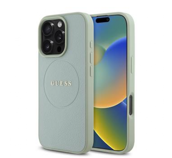 Guess PU Grained Classic Logo MagSafe Zadní Kryt pro iPhone 16 Pro Max Green