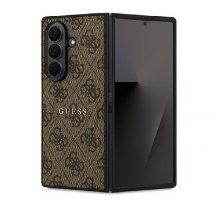 Guess PU Leather 4G Colored Ring Magnetic Zadní Kryt pro Samsung Galaxy Z Fold 7 Brown