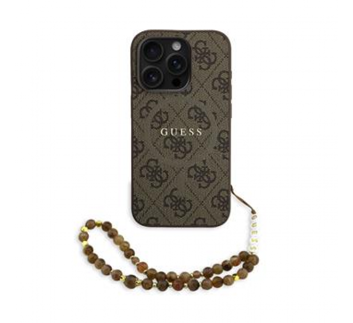 Guess PU Leather 4G Colored Ring Strap MagSafe Zadní Kryt pro iPhone 15 Pro Brown