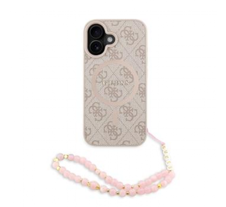 Guess PU Leather 4G Colored Ring Strap MagSafe Zadní Kryt pro iPhone 16 Pink