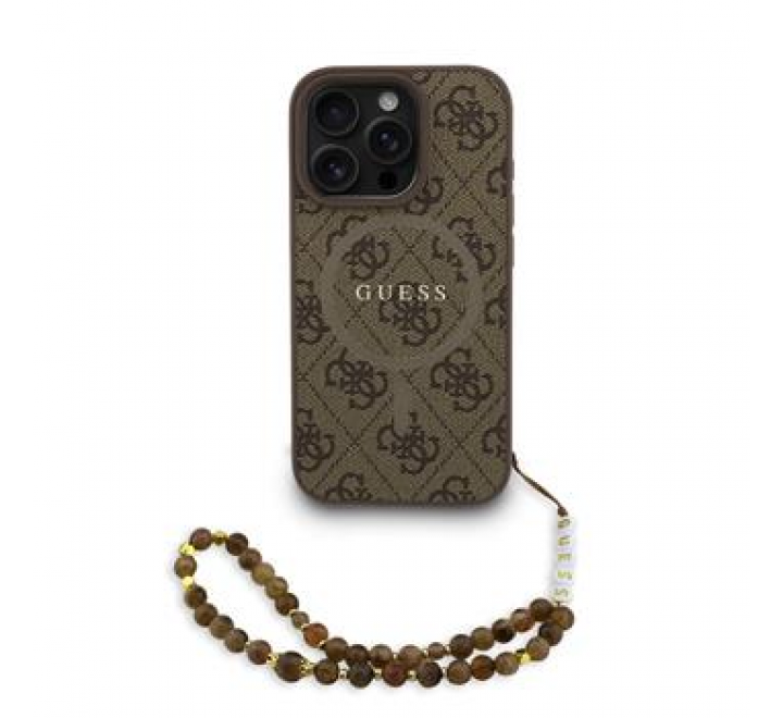 Guess PU Leather 4G Colored Ring Strap MagSafe Zadní Kryt pro iPhone 16 Pro Max Brown