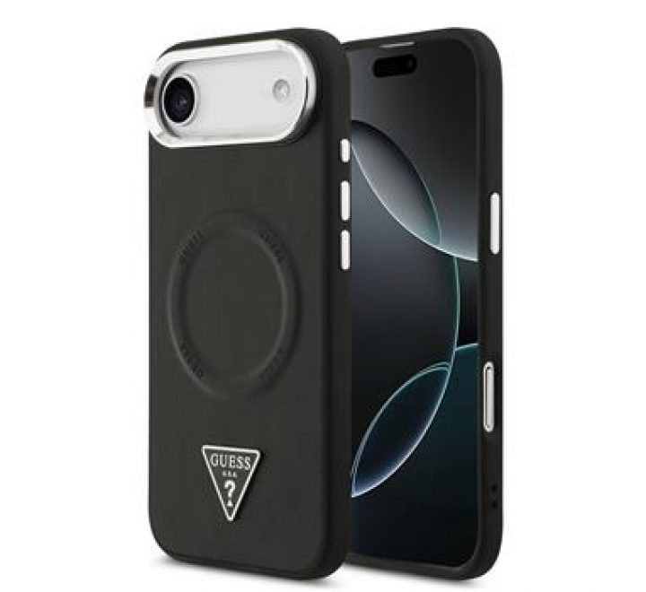 Guess PU Leather Triangle Logo MagSafe Zadní Kryt pro iPhone 17 Air Black