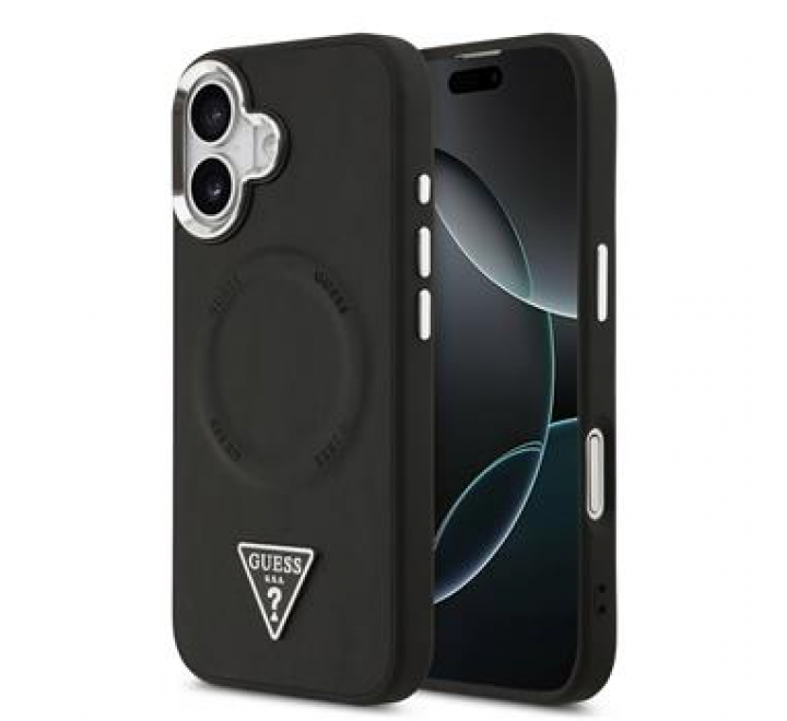 Guess PU Leather Triangle Logo MagSafe Zadní Kryt pro iPhone 17 Black