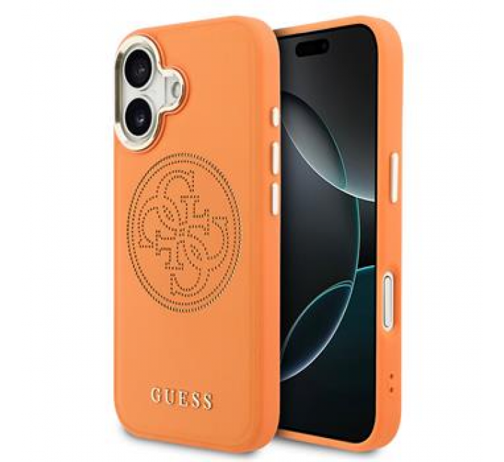 Guess PU Perforated 4G Logo MagSafe Zadní Kryt pro iPhone 17 Orange
