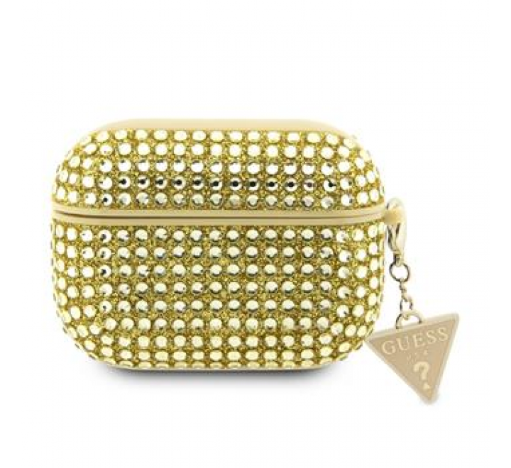 Guess Rhinestones Triangle Metal Logo Pouzdro pro AirPods Pro Gold