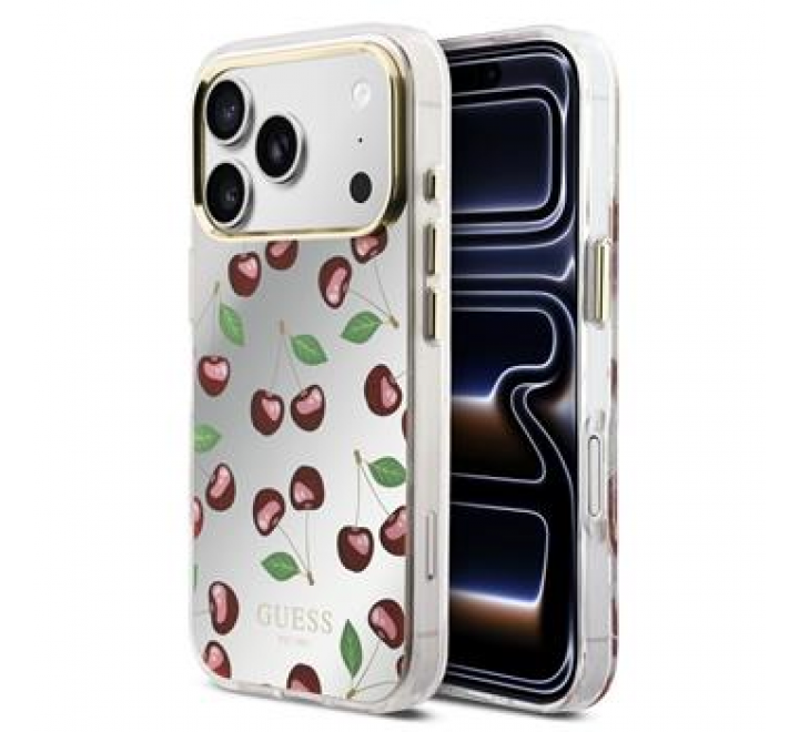 Guess TPU Glitter Cherry MagSafe Zadní Kryt pro iPhone 17 Pro
