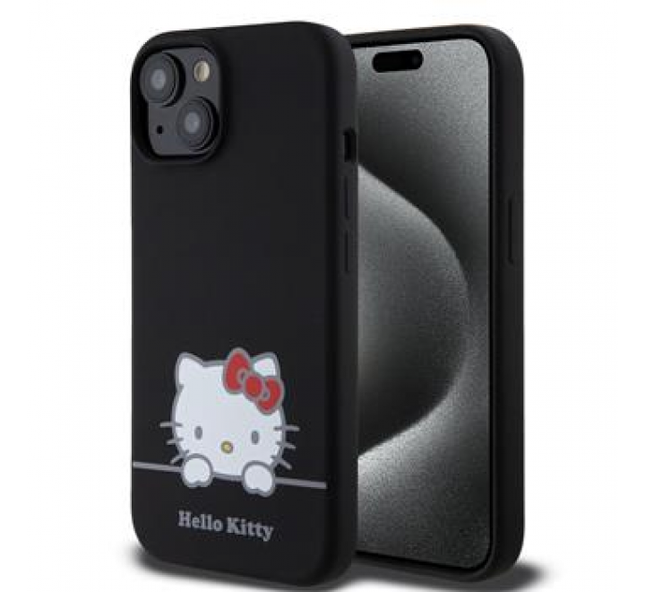 Hello Kitty Liquid Silicone Daydreaming Logo Zadní Kryt pro iPhone 15 Black