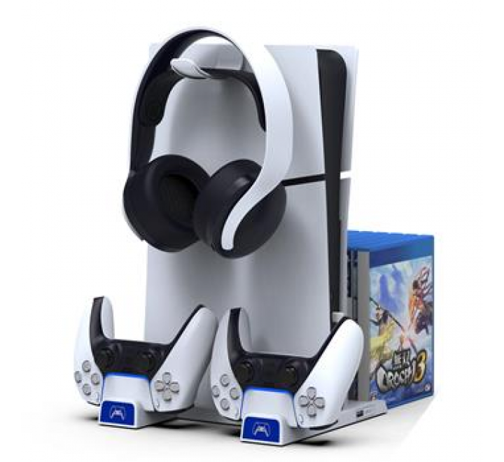 iPega P5S009 Multifunkční Nabíjecí Stojan pro PS5 Slim White