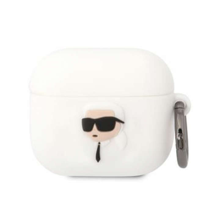 Karl Lagerfeld 3D Logo NFT Karl Head Silikonové Pouzdro pro Airpods 3 White