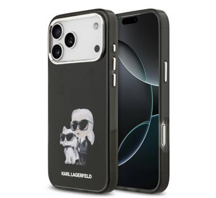 Karl Lagerfeld IML Aquarelle Karl and Choupette Zadní Kryt pro iPhone 17 Pro Max Black