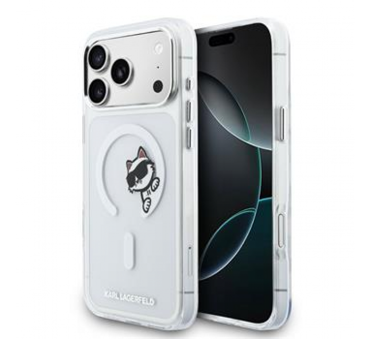 Karl Lagerfeld IML Choupette Peekaboo MagSafe Zadní Kryt pro iPhone 17 Pro Max Transparent