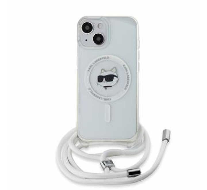 Karl Lagerfeld IML Crossbody Choupette Head Magsafe Zadní Kryt pro iPhone 15 Transparent