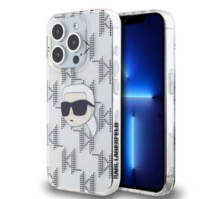 Karl Lagerfeld IML Electroplated Karl Head Zadní Kryt pro iPhone 15 Pro Max Transparent