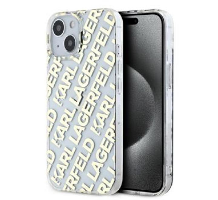 Karl Lagerfeld IML Electroplated Repeated Logo Zadní Kryt pro iPhone 15 Gold