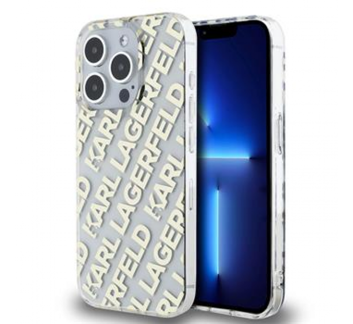 Karl Lagerfeld IML Electroplated Repeated Logo Zadní Kryt pro iPhone 15 Pro Max Gold