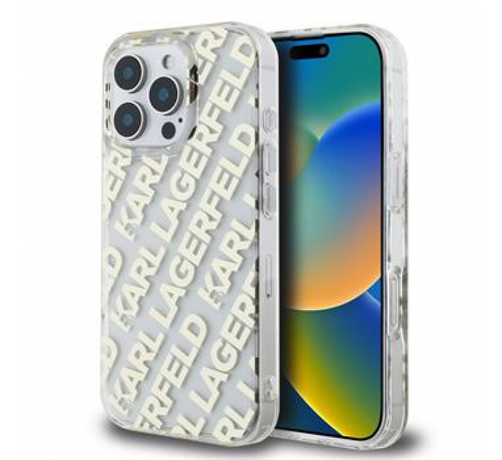 Karl Lagerfeld IML Electroplated Repeated Logo Zadní Kryt pro iPhone 16 Pro Max Gold