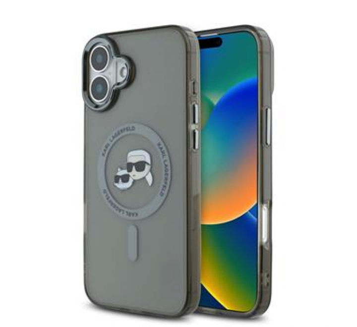 Karl Lagerfeld IML K&CH Heads Metal Frame MagSafe Zadní Kryt pro iPhone 16 Black