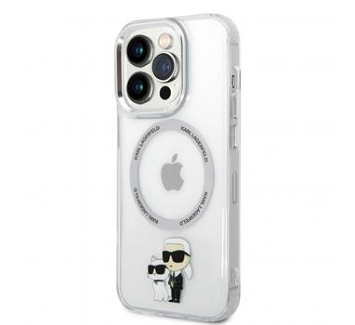 Karl Lagerfeld IML Karl and Choupette NFT MagSafe Zadní Kryt pro iPhone 14 Pro Transparent