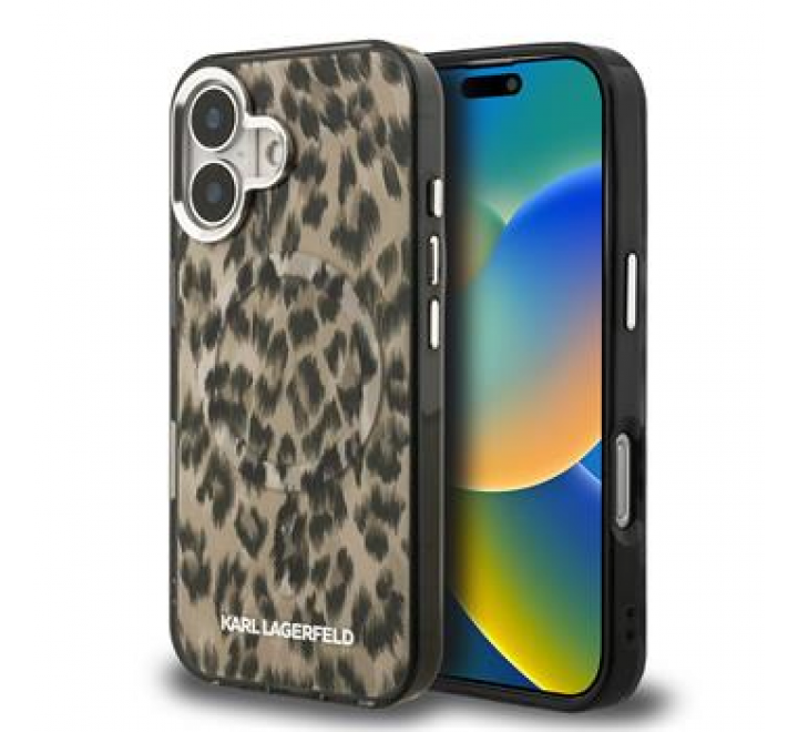 Karl Lagerfeld IML Leopard MagSafe Zadní Kryt pro iPhone 16 Brown
