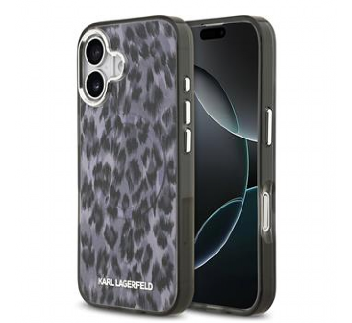 Karl Lagerfeld IML Leopard MagSafe Zadní Kryt pro iPhone 17 Grey