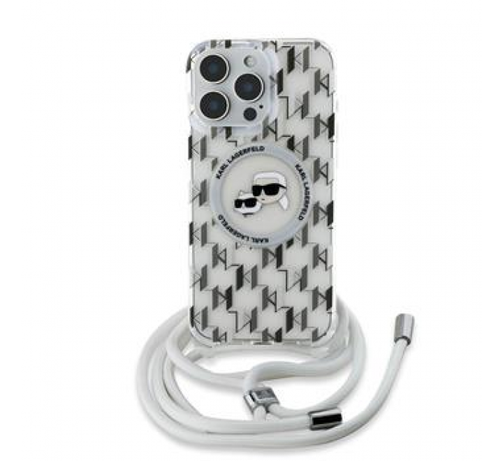 Karl Lagerfeld IML Monogram Crossbody K&CH Heads MagSafe Zadní Kryt pro iPhone 16 Pro Transparent