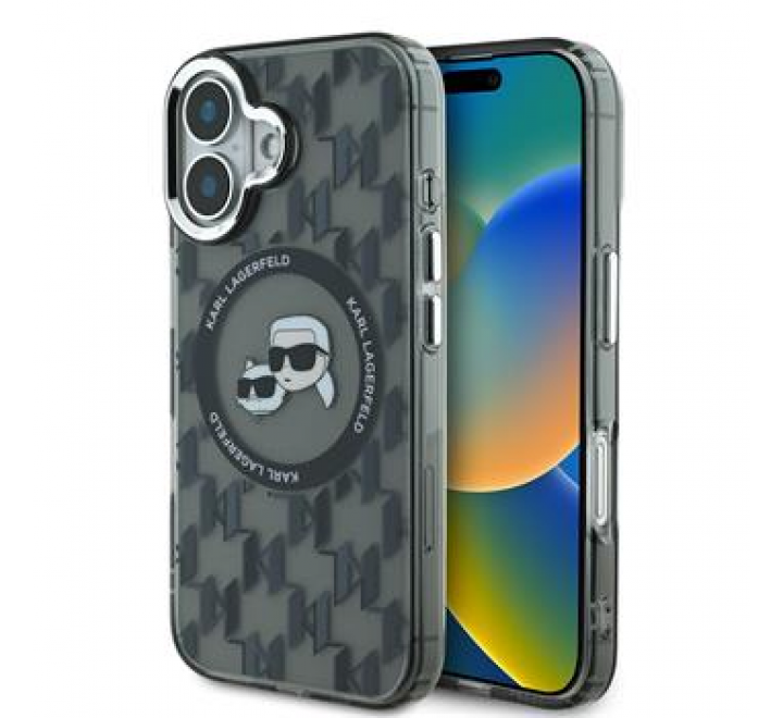 Karl Lagerfeld IML Monogram K&CH Heads MagSafe Zadní Kryt pro iPhone 16 Black