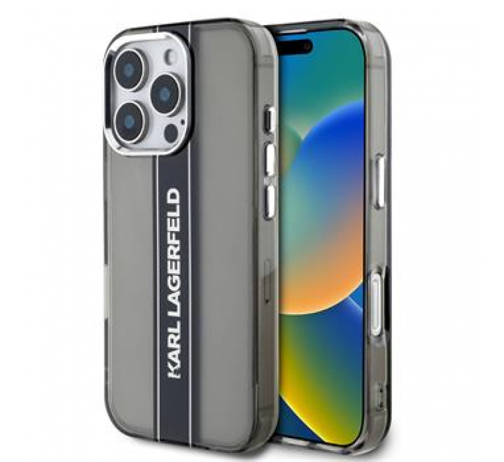 Karl Lagerfeld IML Stripe Logo Zadní Kryt pro iPhone 16 Pro Max Black