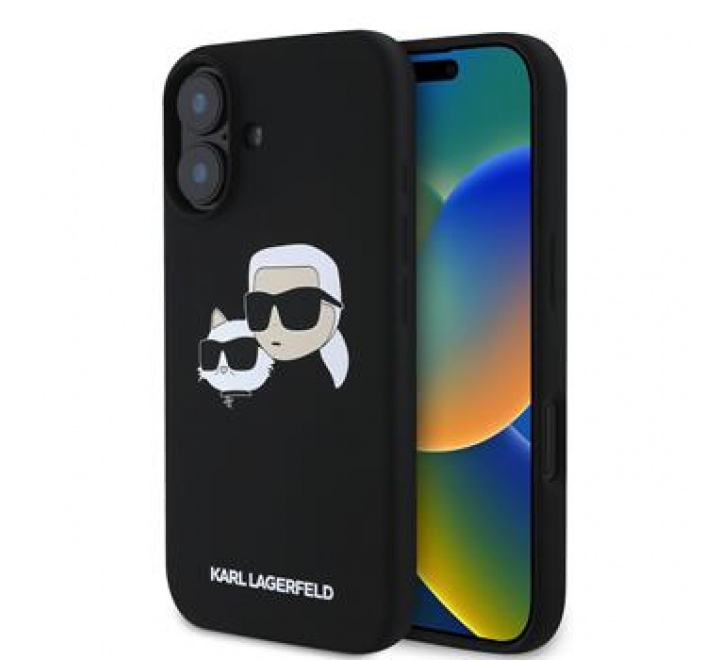 Karl Lagerfeld Liquid Silicone Double Heads MagSafe Zadní Kryt pro iPhone 16 Plus Black