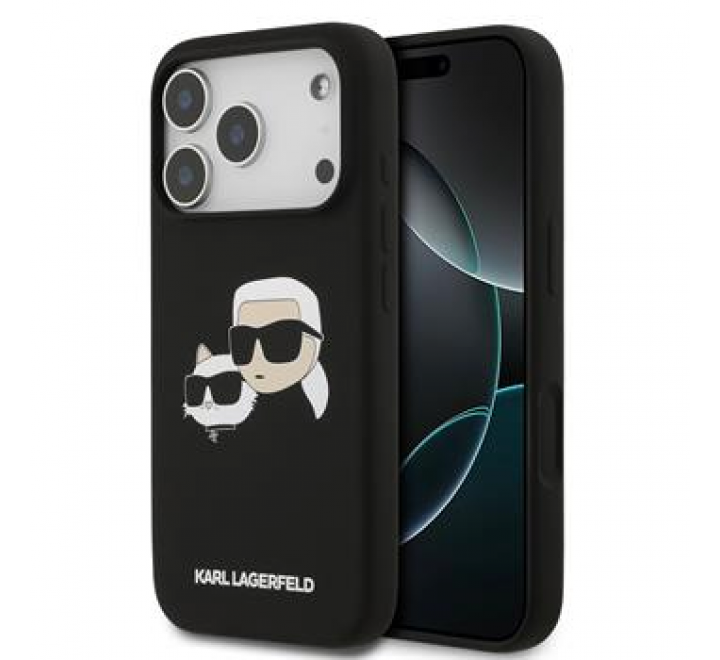 Karl Lagerfeld Liquid Silicone Double Heads MagSafe Zadní Kryt pro iPhone 17 Pro Black