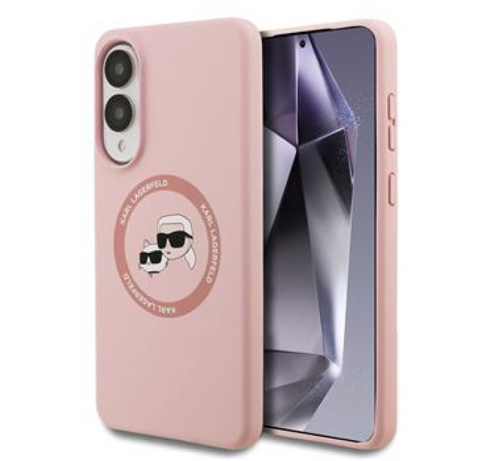 Karl Lagerfeld Liquid Silicone Double Heads MagSafe Zadní Kryt pro Samsung Galaxy S25 Edge Pink