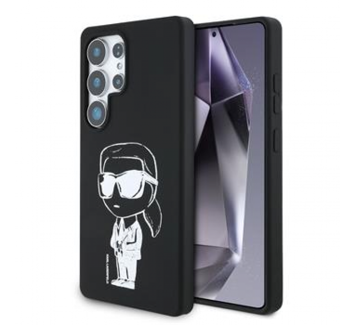 Karl Lagerfeld Liquid Silicone Graffiti Ikonik MagSafe Zadní Kryt pro Samsung Galaxy S25 Ultra Black