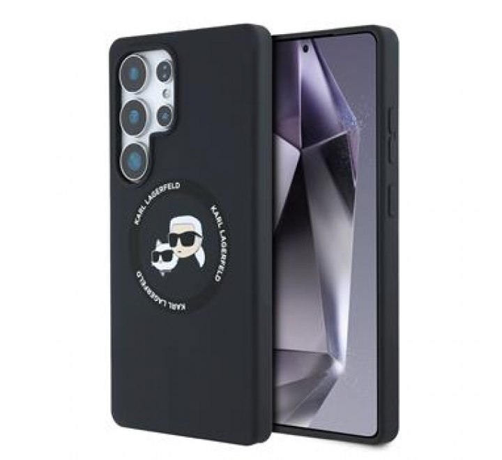 Karl Lagerfeld Liquid Silicone K&CH Heads MagSafe Zadní Kryt pro Samsung Galaxy S25 Ultra Black