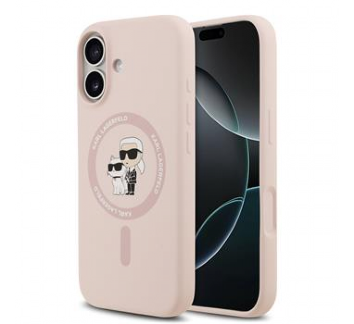 Karl Lagerfeld Liquid Silicone Karl and Choupette MagSafe Zadní Kryt pro iPhone 17 Pink