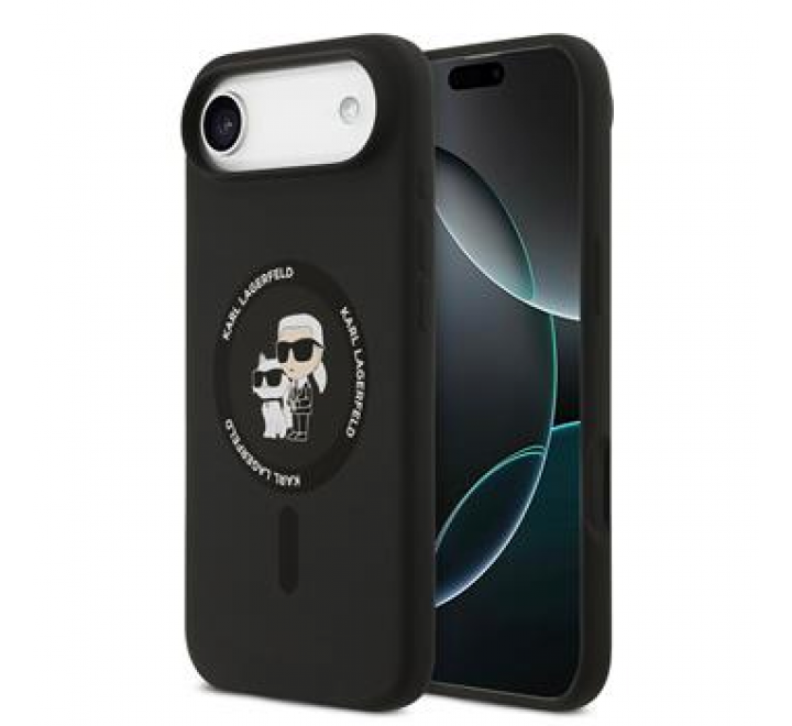 Karl Lagerfeld Liquid Silicone Karl and Choupette MagSafe Zadní Kryt pro iPhone Air Black