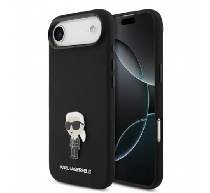 Karl Lagerfeld Liquid Silicone Metal Ikonik Zadní Kryt pro iPhone Air Black