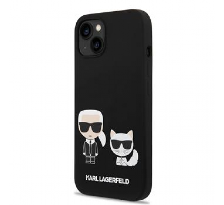 Karl Lagerfeld MagSafe Kompatibilní Kryt Liquid Silicone Karl and Choupette pro iPhone 14 Plus Black