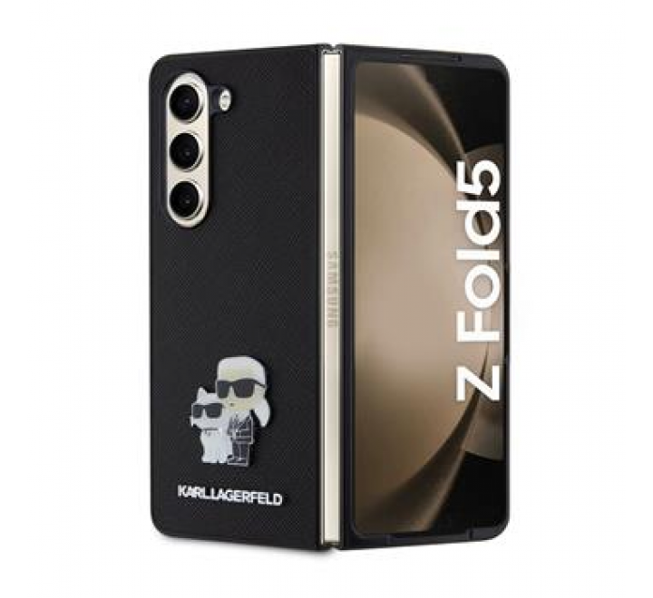 Karl Lagerfeld PU Saffiano Karl and Choupette NFT Zadní Kryt pro Samsung Galaxy Z Fold 5 Black