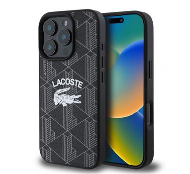 Lacoste Blend Monogram MagSafe Zadní Kryt pro iPhone 16 Pro Black