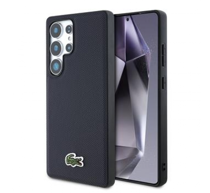 Lacoste Iconic Petit Pique Woven Logo MagSafe Zadní Kryt pro Samsung Galaxy S25 Ultra Blue