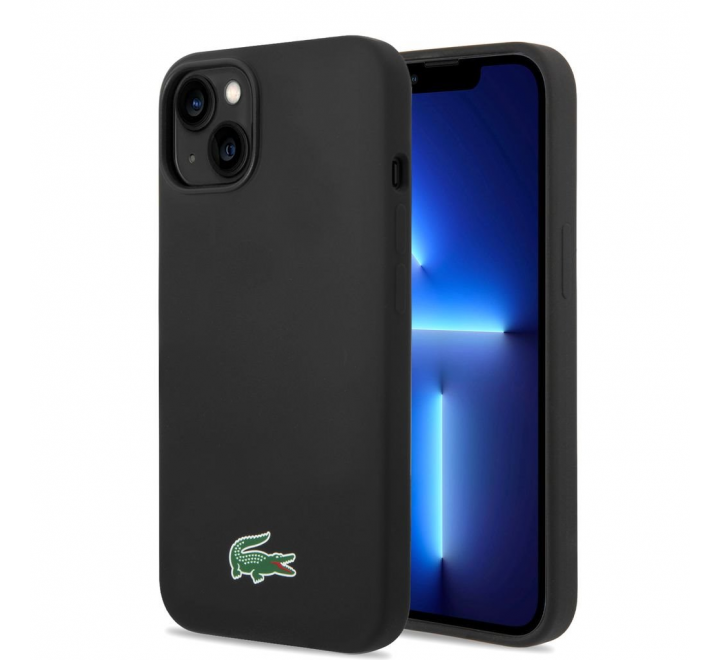 Lacoste Liquid Silicone Microfiber Croc Logo MagSafe Zadní Kryt pro iPhone 14,15,16 Black