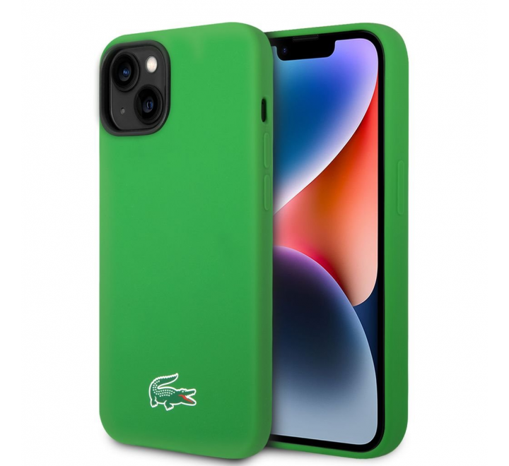 Lacoste Liquid Silicone Microfiber Croc Logo MagSafe Zadní Kryt pro iPhone 14 Green