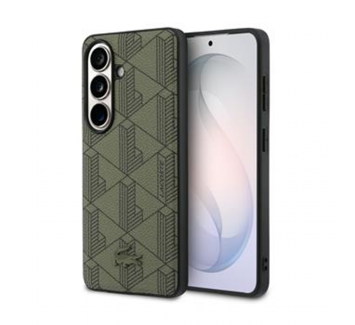 Lacoste PVC Blend Monogram Magnetic Zadní Kryt pro Samsung Galaxy S26 Khaki