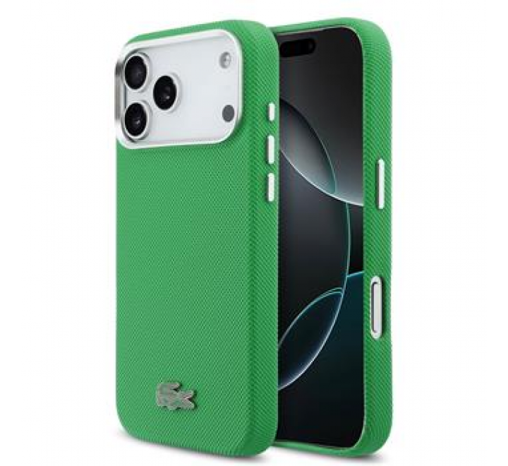 Lacoste PVC Iconic Petit Pique Metal Logo MagSafe Zadní Kryt pro iPhone 17 Pro Max Green